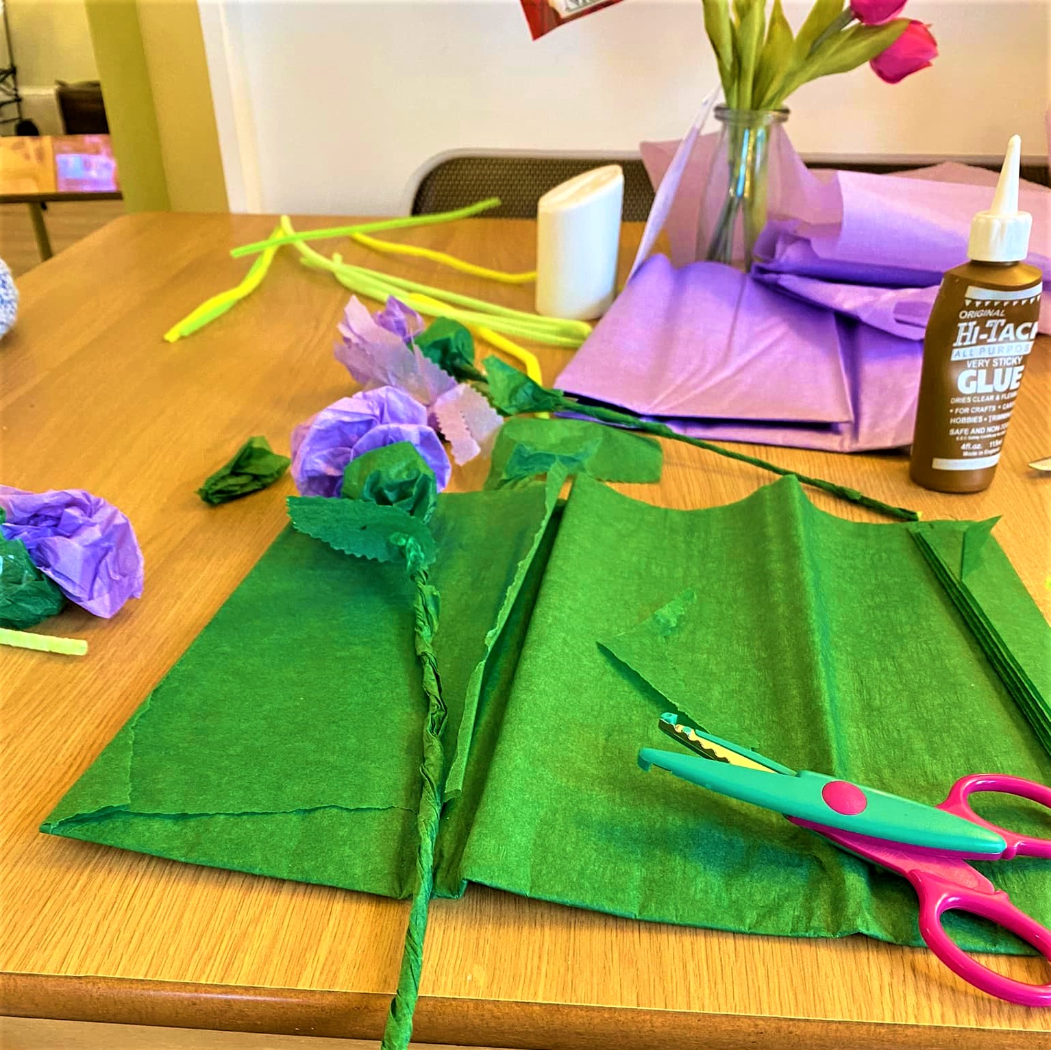 Craft supplies for making Blue Thistles