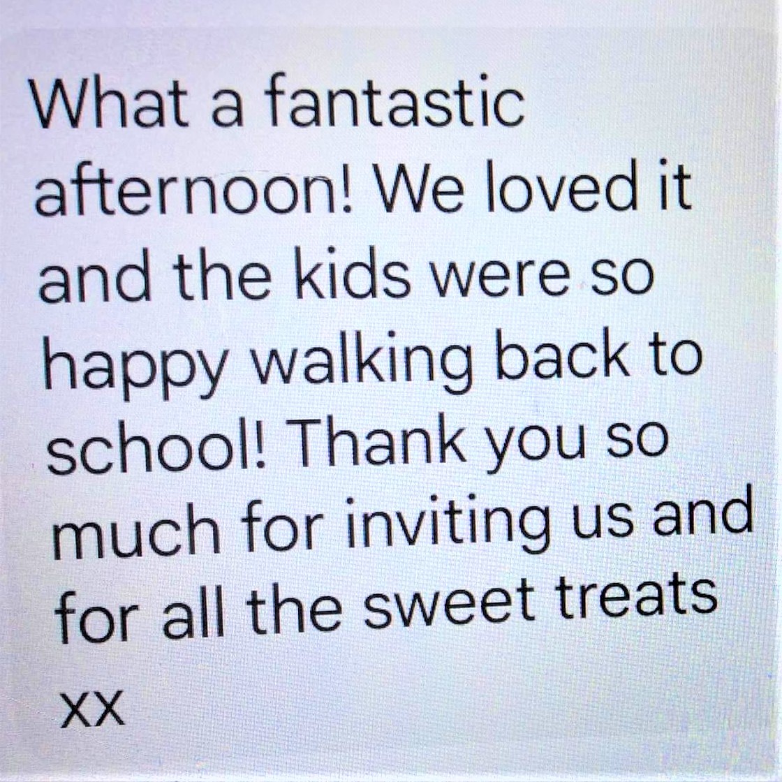 thank you text message from school to care home