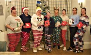 Team Luncarty dressed up for Christmas in their pyjamas.