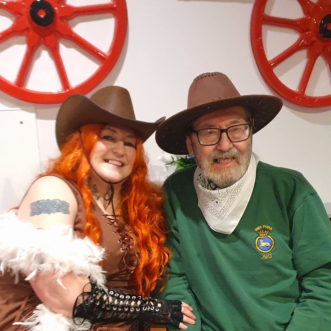 A photo of staff and residents at Balhousie Brookfield enjoying a Western-themed night.