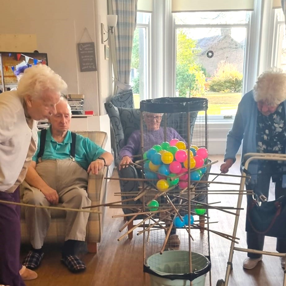Residents at Balhousie Luncarty took part in a game of Giant Kerplunk.