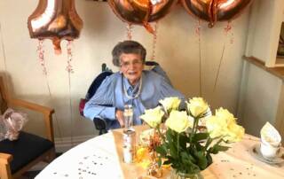 A photo of Balhousie Willowbank resident May Angus on her 100th birthday.
